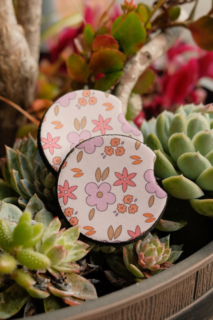 Floral Car Coasters - 2 Pack