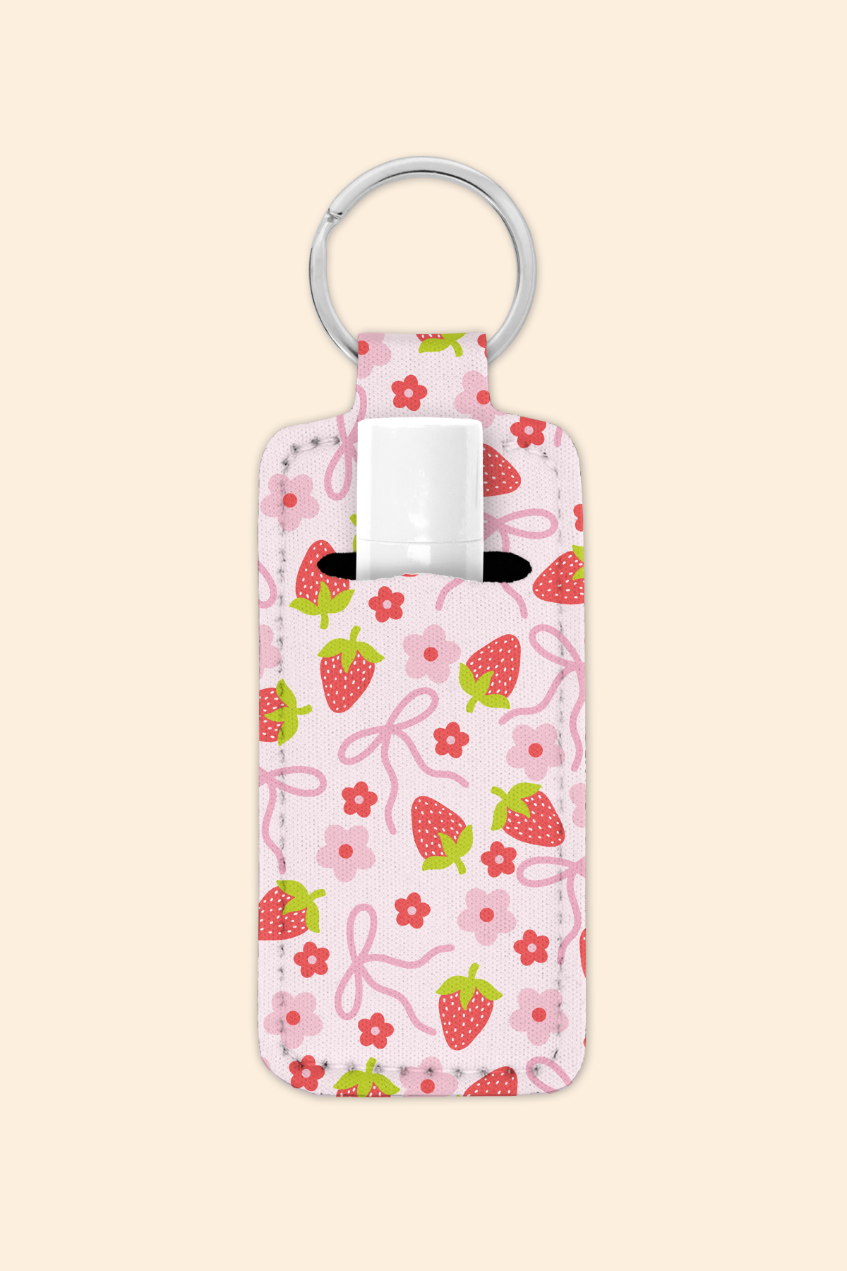 Strawberries & Bows - Lip Balm Holder Keychain