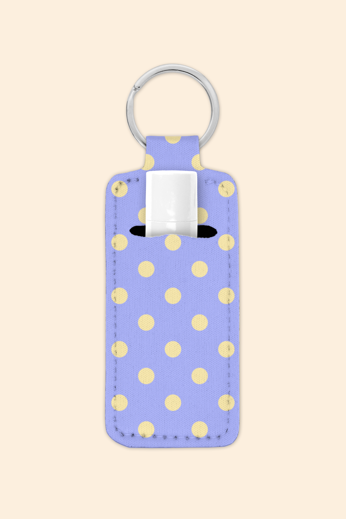 Periwinkle Butter Polka - Lip Balm Holder Keychain